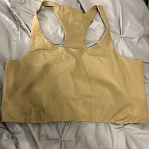 Girlfriend Collective size 4XL bra top/cropped workout top in green/taupe/beige.